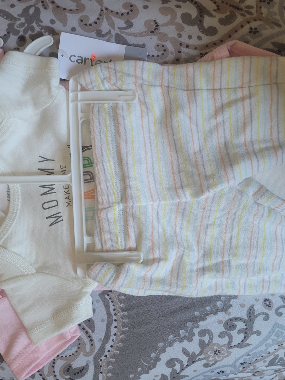 Carters Baby Girls' Pastel Stripe Knit Pants - Soft White Multi